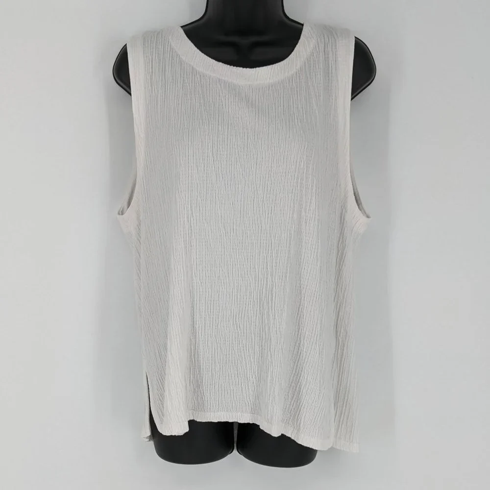 Anthropologie Cream Crepe Wrinkle Knit Button Back Viscose Montauk Tank Top XL - Picture 13 of 13